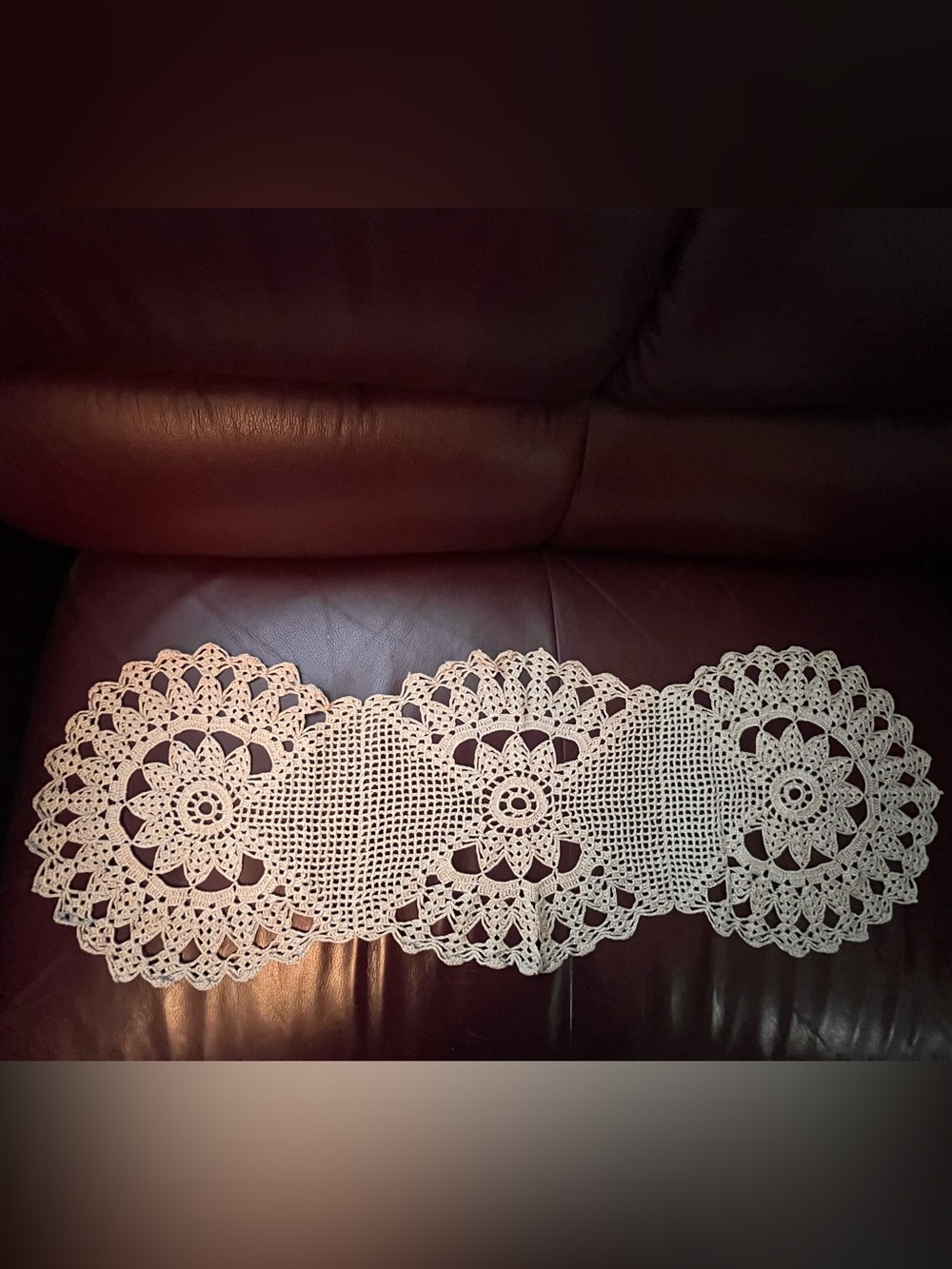 Handmade crochet table runner